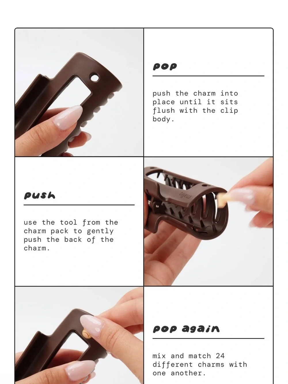 MELLO Black Hair Charm Claw Clip - Simple Everyday Accessory